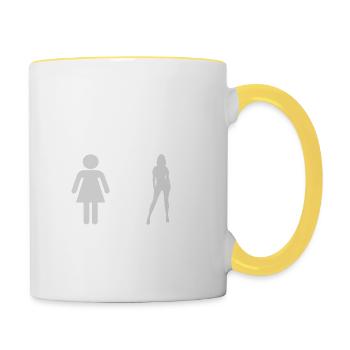 Motorrad - Meine Frau - T-Shirt - Tasse zweifarbig - Weiß/Gelb - Rechts