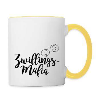 Zwillingsmafia: Buben - Tasse zweifarbig - Weiß/Gelb - Rechts