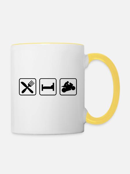 eatsleep_motorbike1 - Tasse zweifarbig - Weiß/Gelb