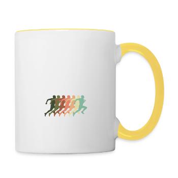 dad's marathon cheer team - Tasse zweifarbig - Weiß/Gelb - Rechts