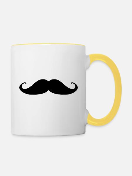 Moustache - Tasse zweifarbig - Weiß/Gelb