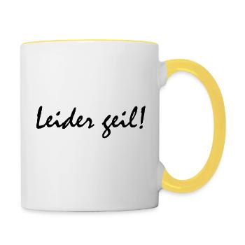 Leider geil! - Tasse zweifarbig - Weiß/Gelb - Rechts