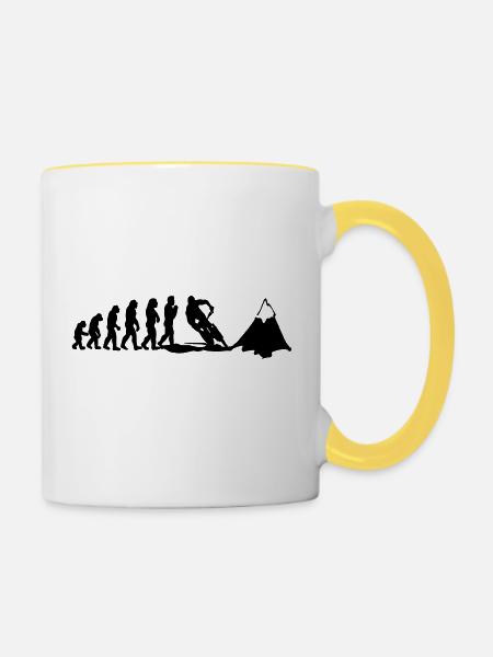 mountainbike evolution - Tasse zweifarbig - Weiß/Gelb