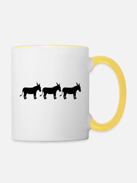3 freunde crew party reihe esel pferd pony klein p - Tasse zweifarbig - Weiß/Gelb