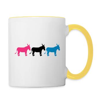 3 freunde crew party reihe esel pferd pony klein p - Tasse zweifarbig - Weiß/Gelb - Rechts