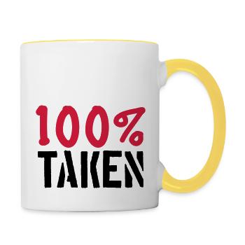 100 pour cent taken pardon amour amour couple pae - Mug contrasté - blanc/jaune - Droite