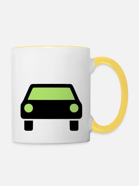 Auto Symbol - Tasse zweifarbig - Weiß/Gelb