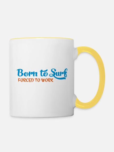 surfing - Tasse zweifarbig - Weiß/Gelb