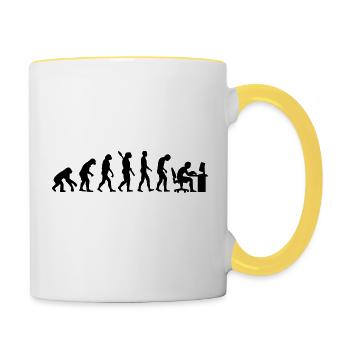 Evolution Büro - Tasse zweifarbig - Weiß/Gelb - Rechts
