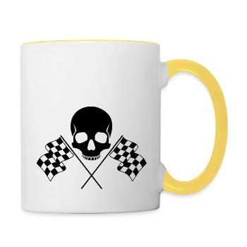 Skull Checkered Flags - Contrasting Mug - white/yellow - Right