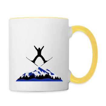 ski and mountain, ski jumping - Contrasting Mug - white/yellow - Right