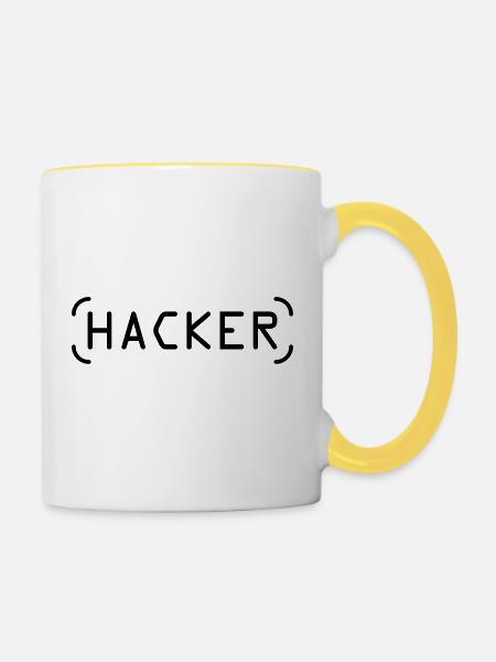 Hacker - Tasse zweifarbig - Weiß/Gelb