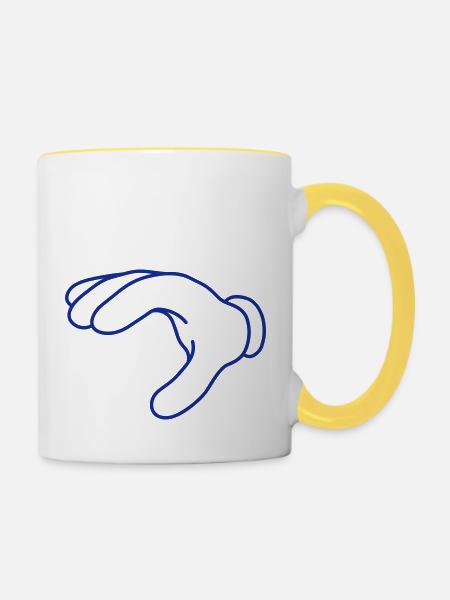 Hand - Tasse zweifarbig - Weiß/Gelb