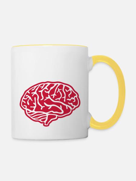 Gehirn - Tasse zweifarbig - Weiß/Gelb
