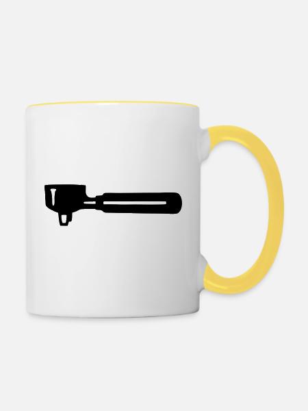 Kaffeemaschine - Siebträger - Tasse zweifarbig - Weiß/Gelb