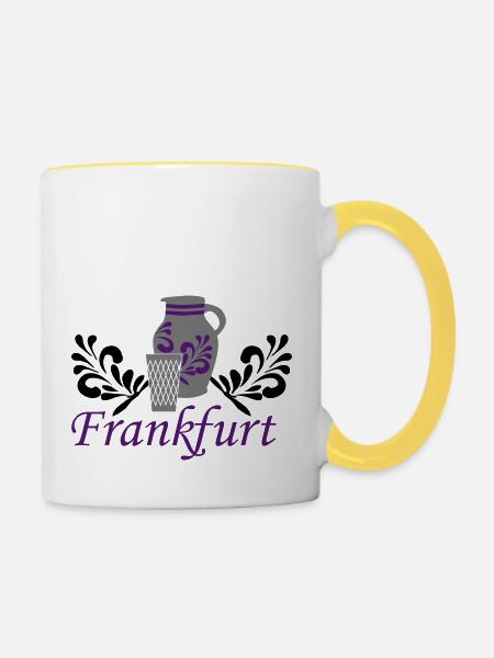 Frankfurt - Bembel - Geripptes - Tasse zweifarbig - Weiß/Gelb