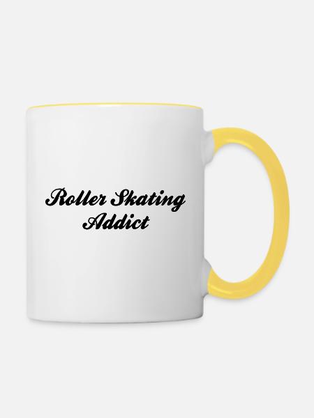 roller skating addict - Tasse zweifarbig - Weiß/Gelb