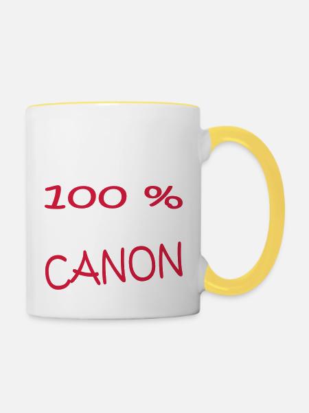 100% canon - Tasse zweifarbig - Weiß/Gelb