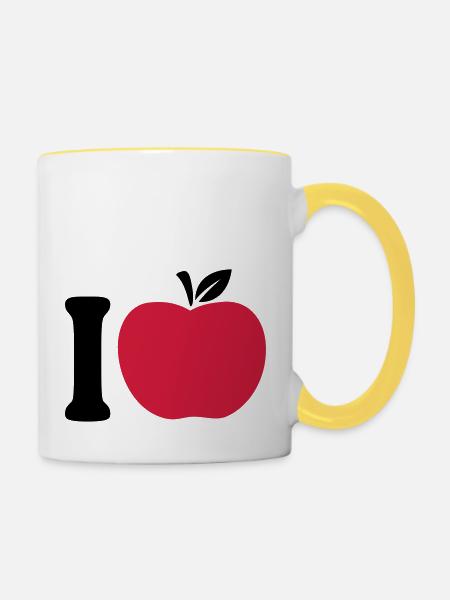 I Love Apple - Tasse zweifarbig - Weiß/Gelb
