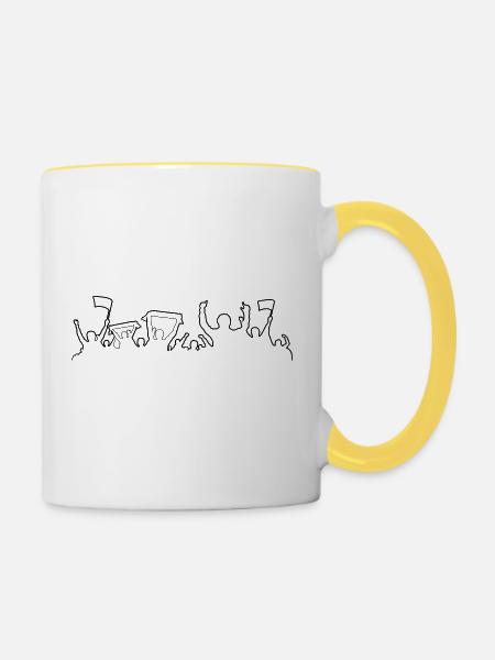 Fans Silhouette - Tasse zweifarbig - Weiß/Gelb