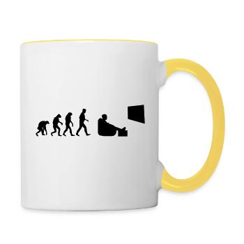 Fernsehen Bingewatching Serienmarathonevolution - Tasse zweifarbig - Weiß/Gelb - Rechts