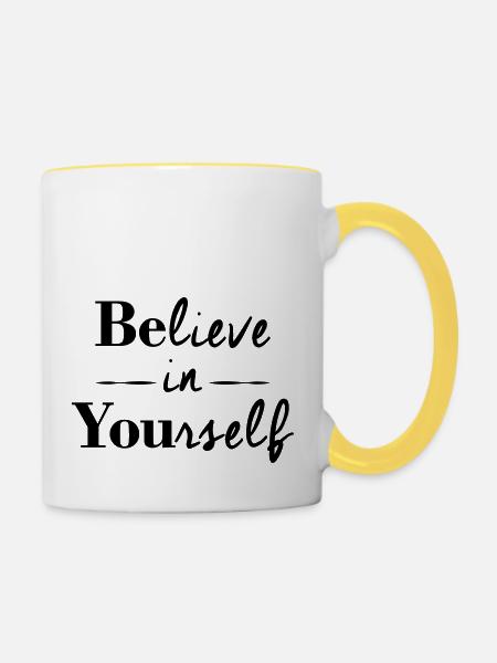 BElieve in YOUrself - Tasse zweifarbig - Weiß/Gelb