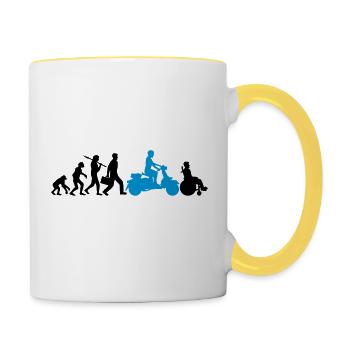 rollstuhl unfall evolution lustig biker motorrad c - Tasse zweifarbig - Weiß/Gelb - Rechts