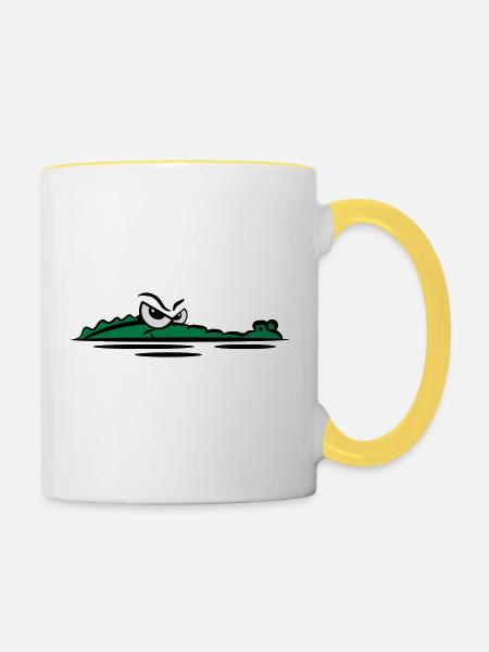 Krokodil lauern wasser - Tasse zweifarbig - Weiß/Gelb