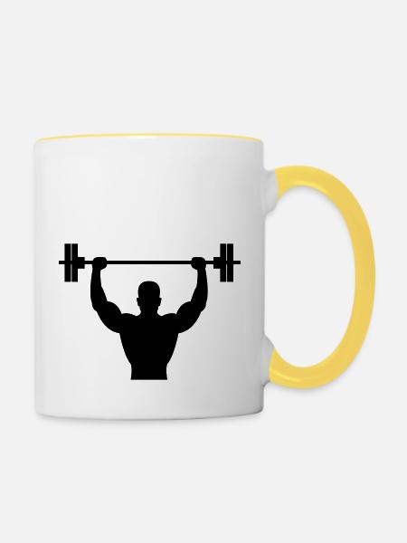 bodybuilder - Tasse zweifarbig - Weiß/Gelb