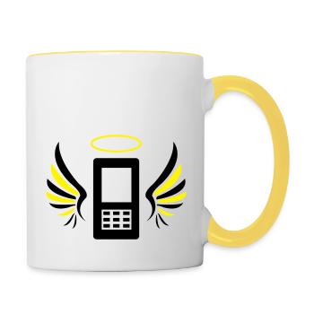 smartphone_engel_02 - Contrasting Mug - white/yellow - Right