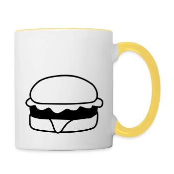 hamburger cheeseburger lecker fast food essen hung - Tasse zweifarbig - Weiß/Gelb - Rechts