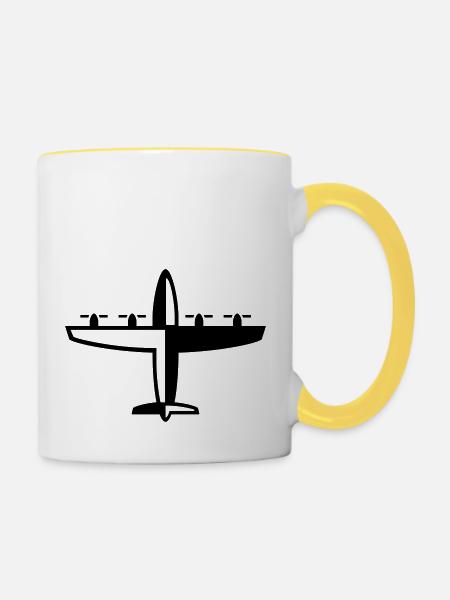 Flugzeug - Tasse zweifarbig - Weiß/Gelb