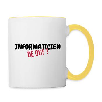Computer / Informatiker / Aussenseiter / Ingenieur - Tasse zweifarbig - Weiß/Gelb - Rechts