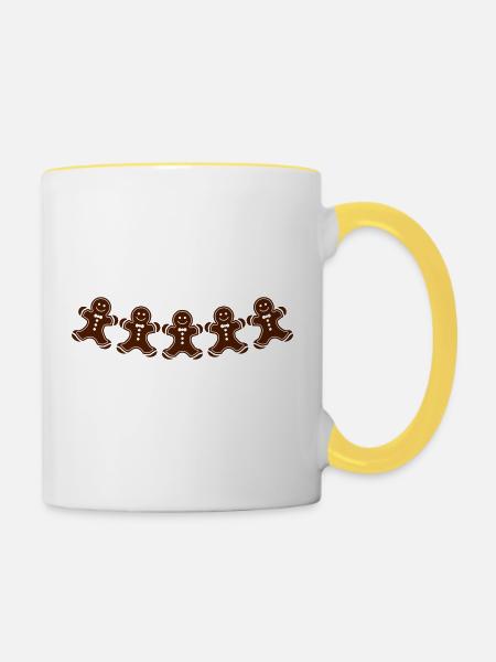 lebkuchenmann kekse - Tasse zweifarbig - Weiß/Gelb