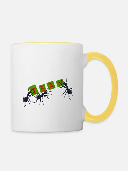 Team, Gruppe, Ameise - Tasse zweifarbig - Weiß/Gelb
