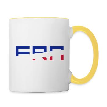 FRA flag France France colors blue white red - Contrasting Mug - white/yellow - Right