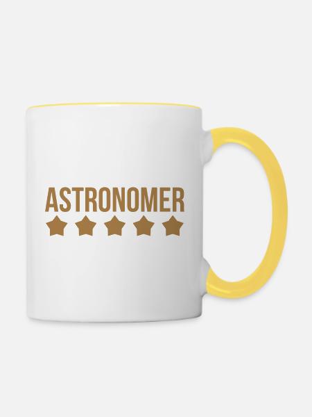 Astronom - Astronomie - Tasse zweifarbig - Weiß/Gelb