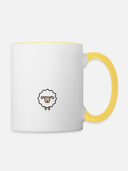 Owca , Sheep, Schaf, petcontest - Tasse zweifarbig - Weiß/Gelb