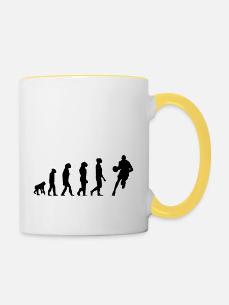 Basketball Evolution - Tasse zweifarbig - Weiß/Gelb