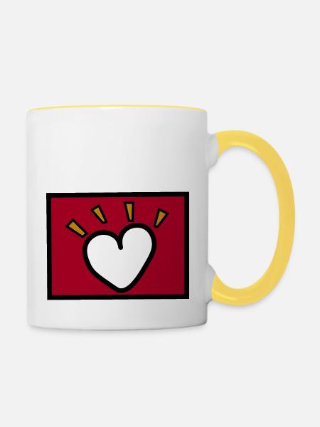 Lieben ist dringend - Tasse zweifarbig - Weiß/Gelb