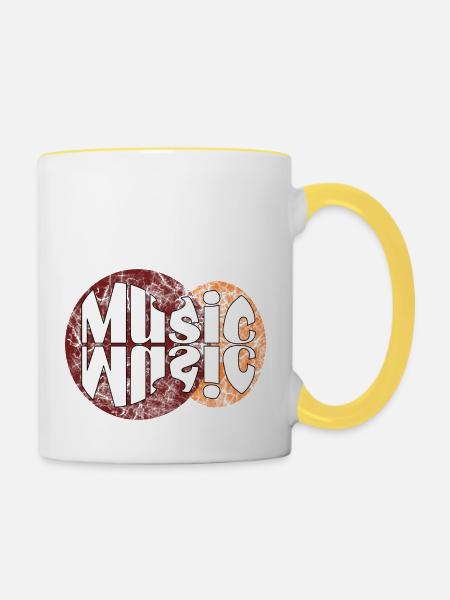 music - Tasse zweifarbig - Weiß/Gelb