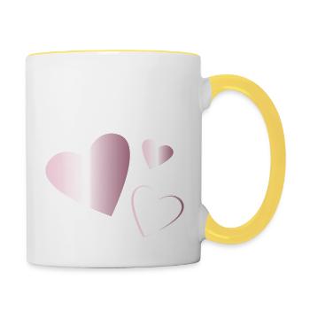 Two Hearts Tourmaline Pink - Contrasting Mug - white/yellow - Right