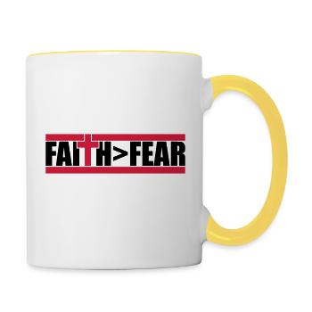 Gott Faith größer - Tasse zweifarbig - Weiß/Gelb - Rechts