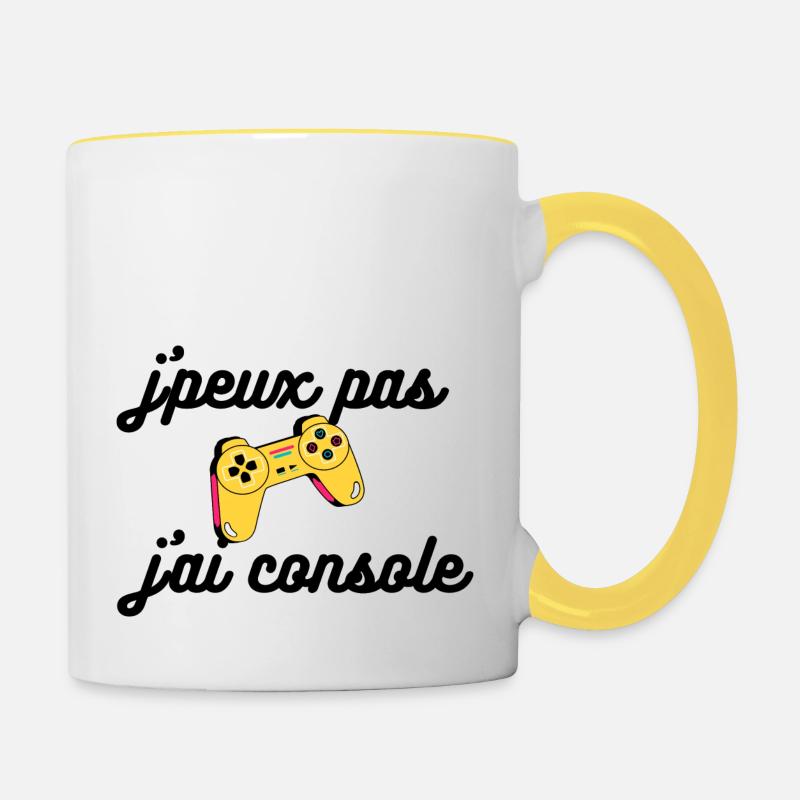 je peux pas j'ai console - Mug contrasté - blanc/jaune