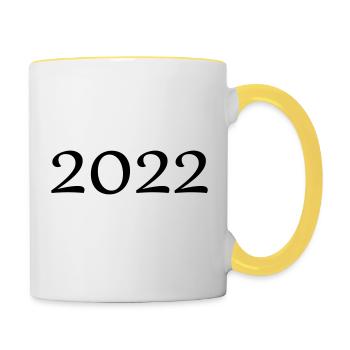 2022 - Tasse zweifarbig - Weiß/Gelb - Rechts