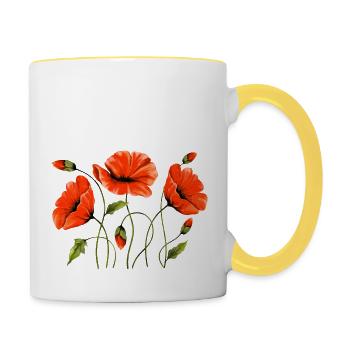 Blumen - Tasse zweifarbig - Weiß/Gelb - Rechts