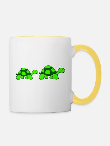 turtle family - Tasse zweifarbig - Weiß/Gelb