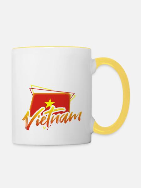 Vietnam - Tasse zweifarbig - Weiß/Gelb