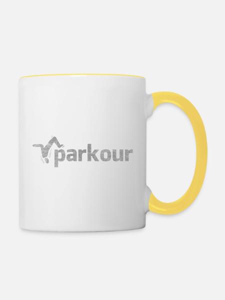 Parkour - Tasse zweifarbig - Weiß/Gelb