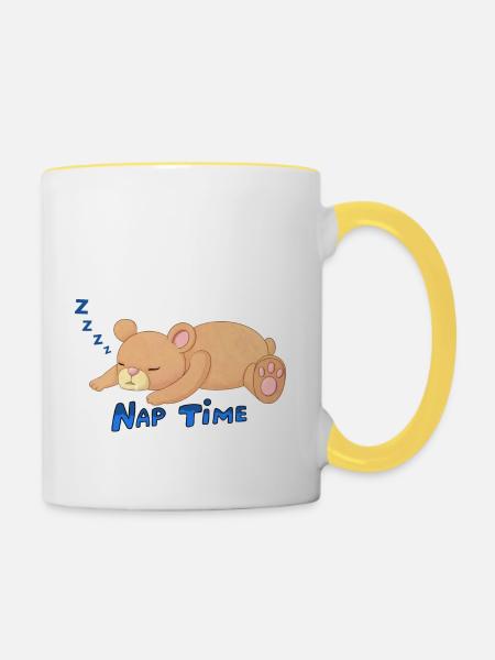 Bär - Nap Time - Tasse zweifarbig - Weiß/Gelb